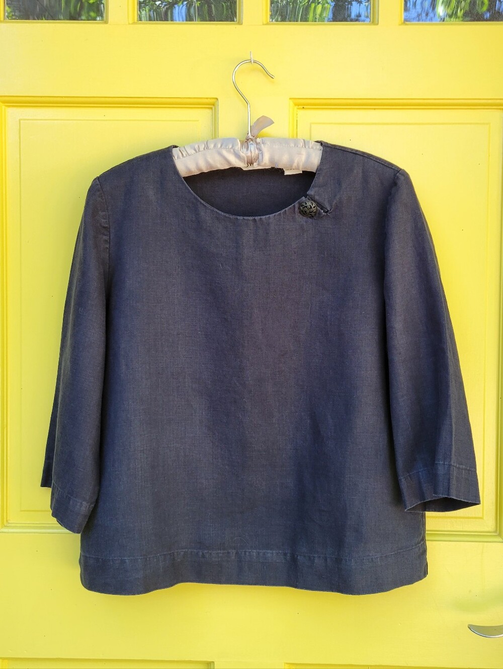 Orvis Washed Black 100% Linen Boxy Tunic Top M Quiet Luxury